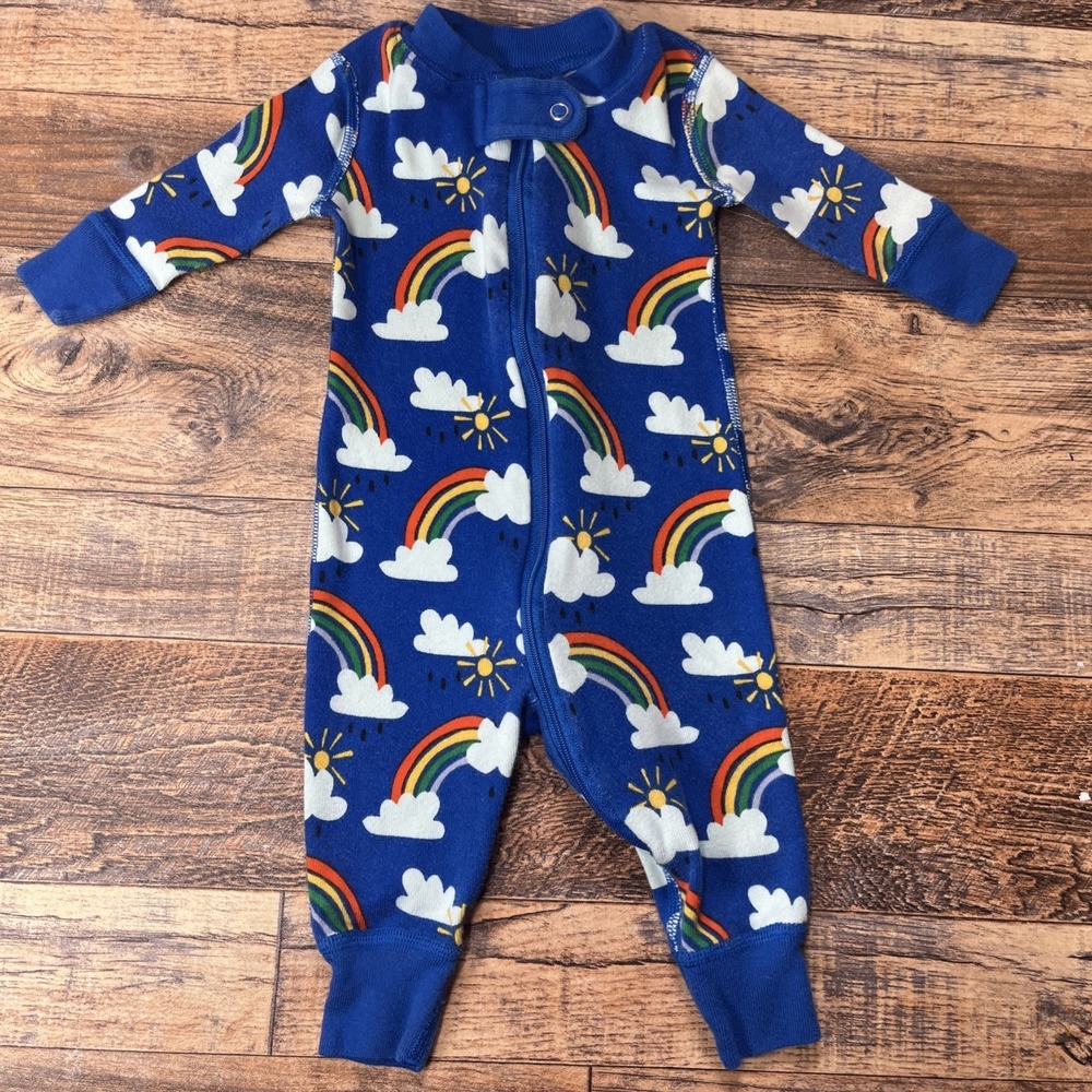 Hanna Andersson Organic Cotton Sleepers Unisex Baby 0-3m Rainbows Sunshine Cloud